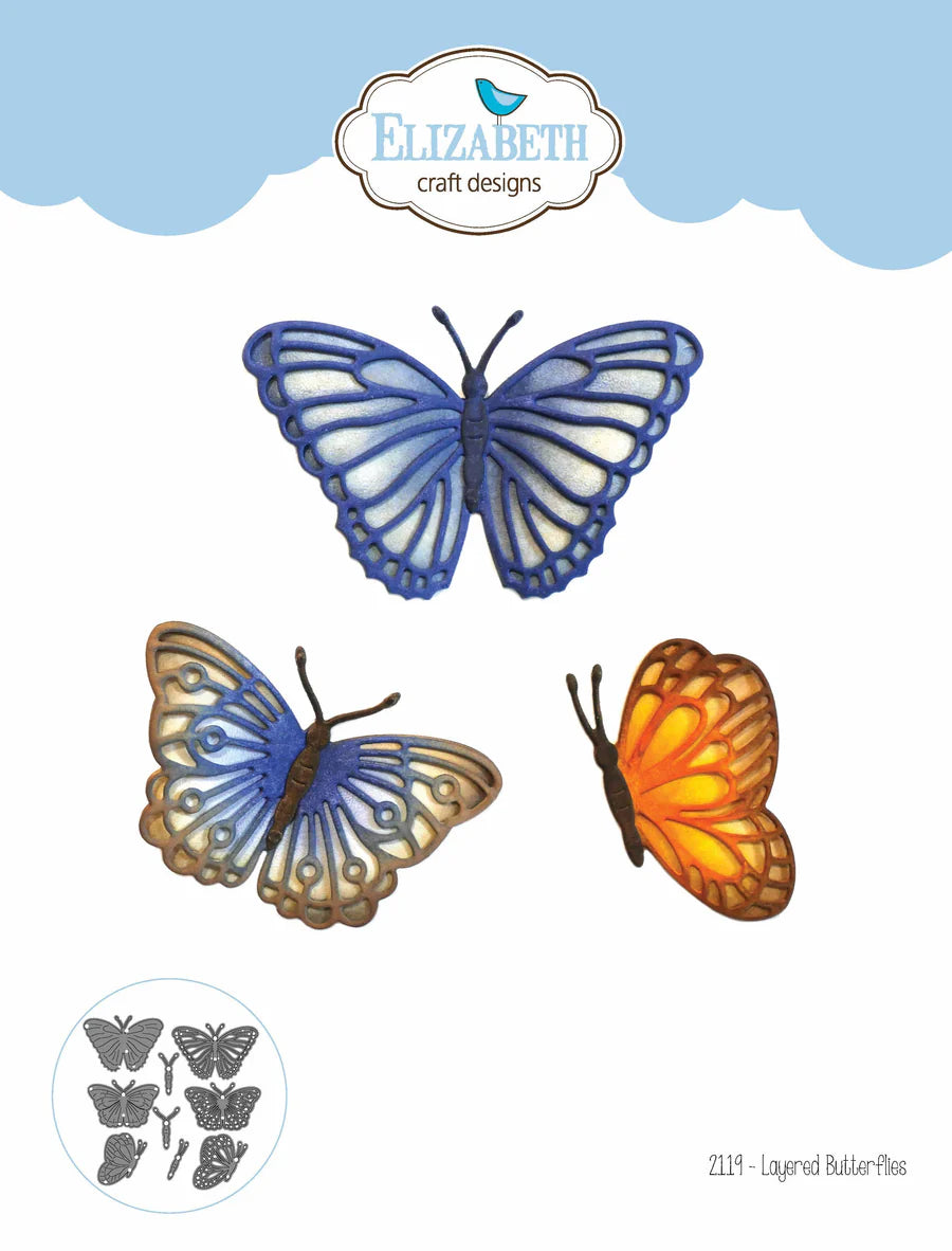Elizabeth Craft Designs Layered Butterflies Metal Die Set